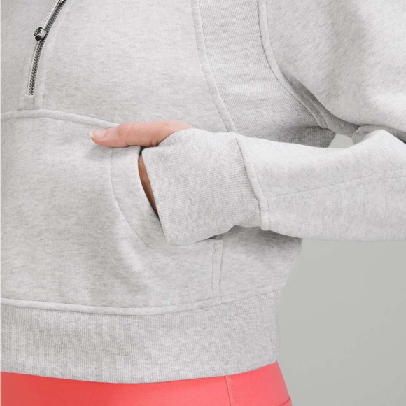 SOLD 💔LULULEMON Scuba Oversized Funnel Neck Half Zip XS/S Heathered Light Grey - Picture 2 of 13
